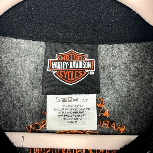 Harley Davidson Women’s SZ M Gray Black Fleece Jacket Lightweight Zip Classy - Picture 11 of 12